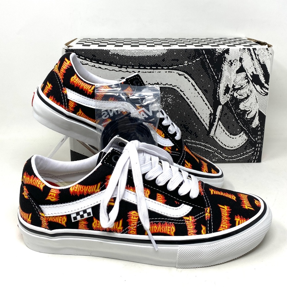 VANS x Thrasher Old Skool Skate Low Top Black Canvas Women Sneakers VN0005W0BML